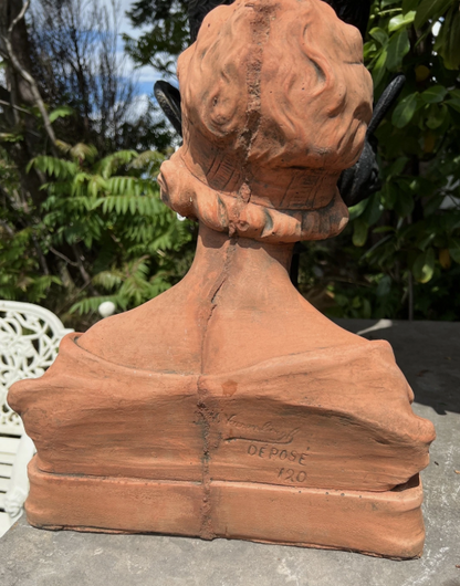 Mouska French Terracotta Stone Bust