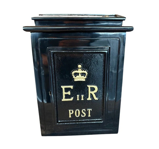 ER Wall Post Box - Queen Elizabeth II Tribute in Cast Aluminium Black