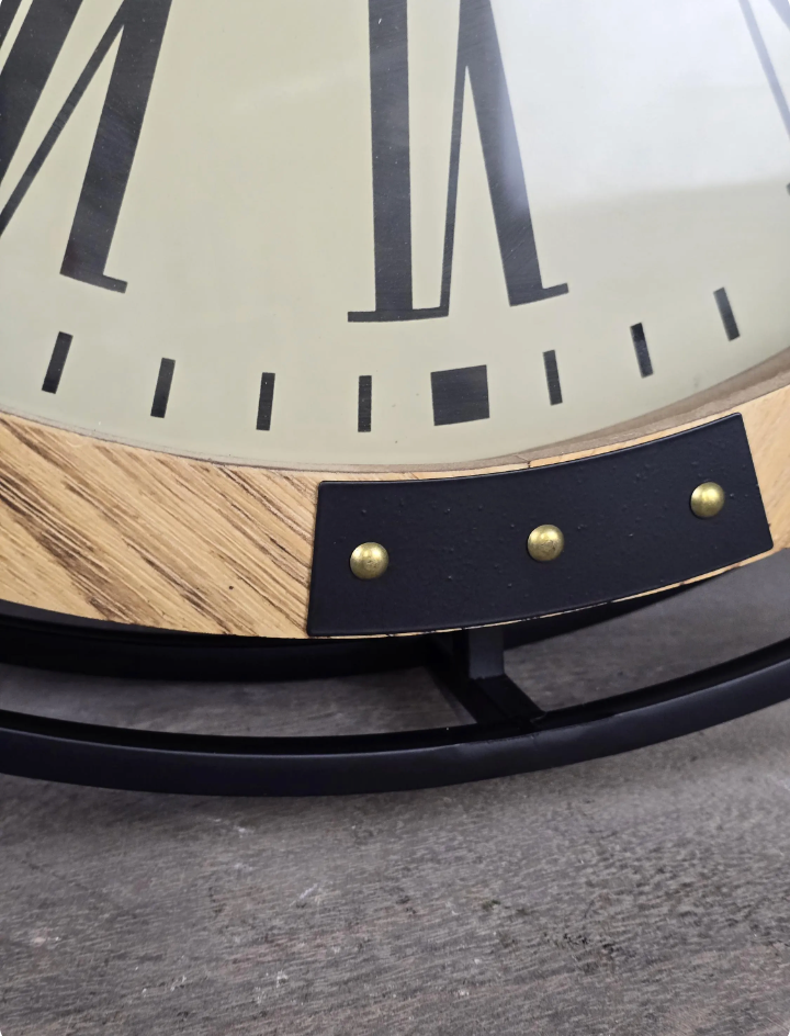 Large Wall Clock with White Face and Roman Numerals - 74cm Metal & Wood