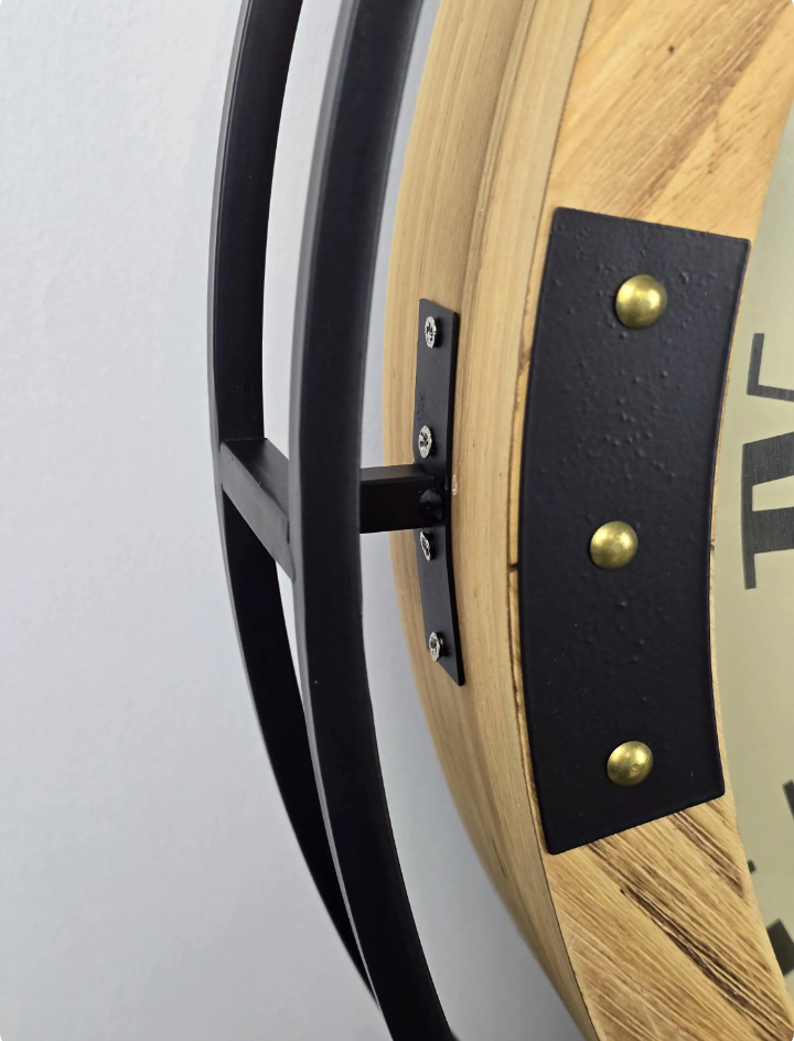 Large Wall Clock with White Face and Roman Numerals - 74cm Metal & Wood