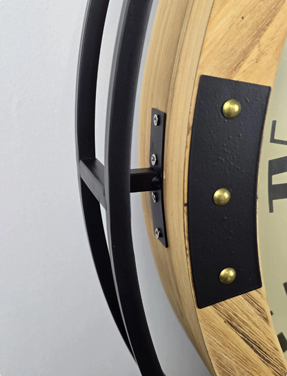 Large Wall Clock with White Face and Roman Numerals - 74cm Metal & Wood
