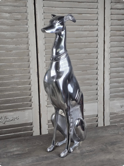 Polished Aluminium Greyhound Sculpture - Contemporary Art Deco Style