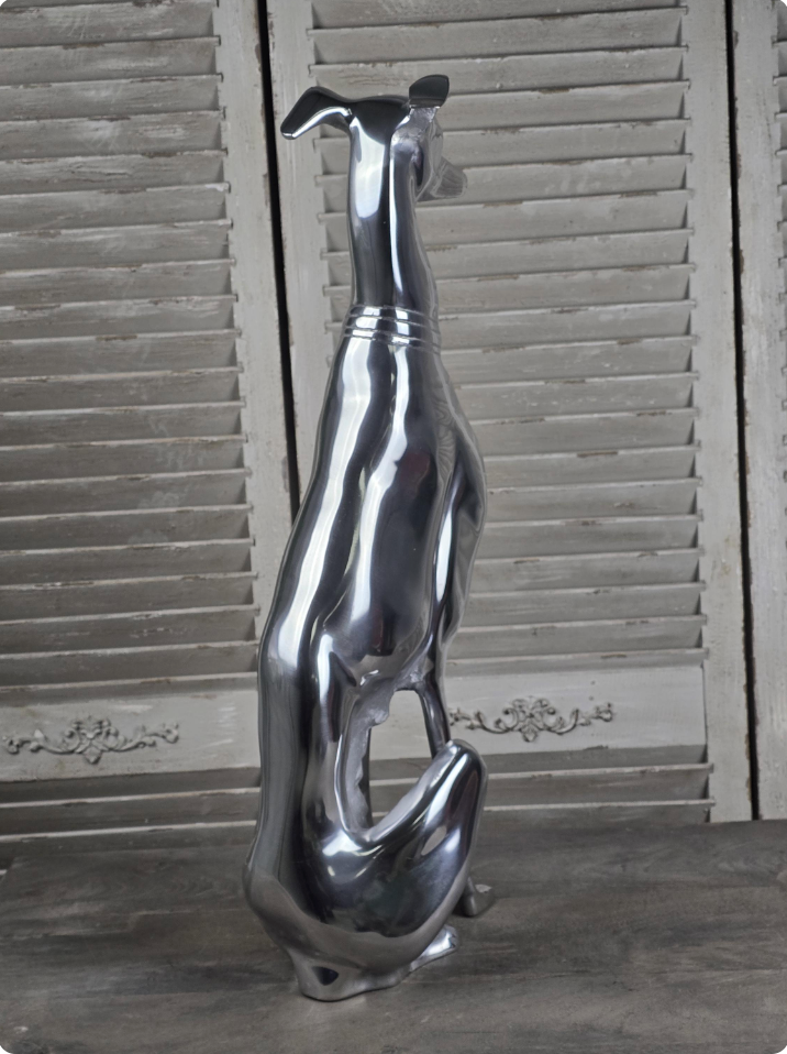 Polished Aluminium Greyhound Sculpture - Contemporary Art Deco Style