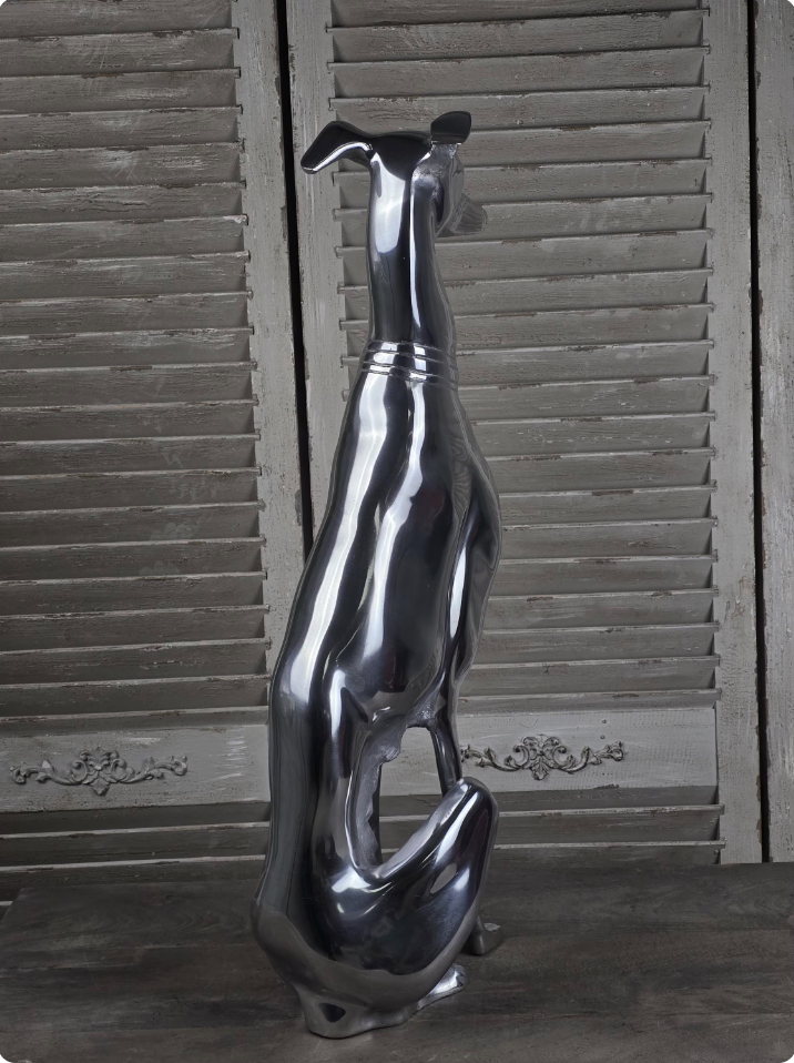 Polished Aluminium Greyhound Sculpture - Contemporary Art Deco Style