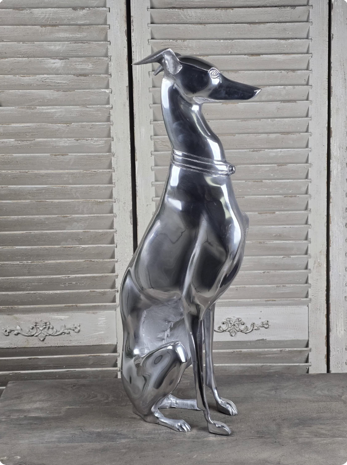 Polished Aluminium Greyhound Sculpture - Contemporary Art Deco Style