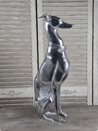 Polished Aluminium Greyhound Sculpture - Contemporary Art Deco Style