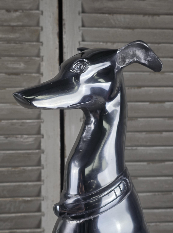 Polished Aluminium Greyhound Sculpture - Contemporary Art Deco Style