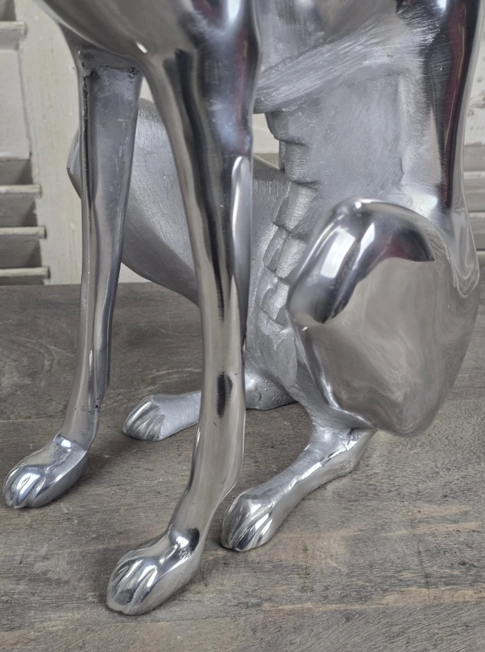 Polished Aluminium Greyhound Sculpture - Contemporary Art Deco Style
