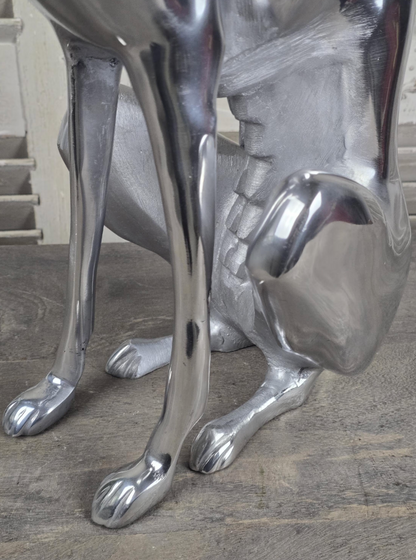 Polished Aluminium Greyhound Sculpture - Contemporary Art Deco Style