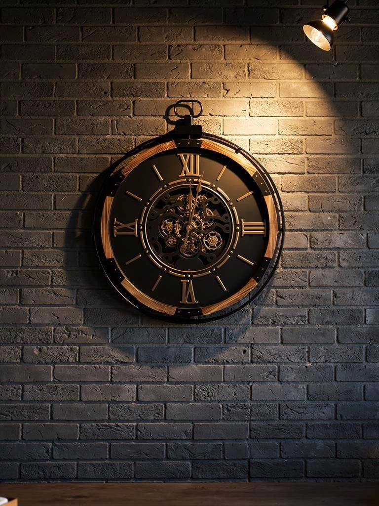Large Wall Clock 74 cm - Roman Numerals with Moving Cogs