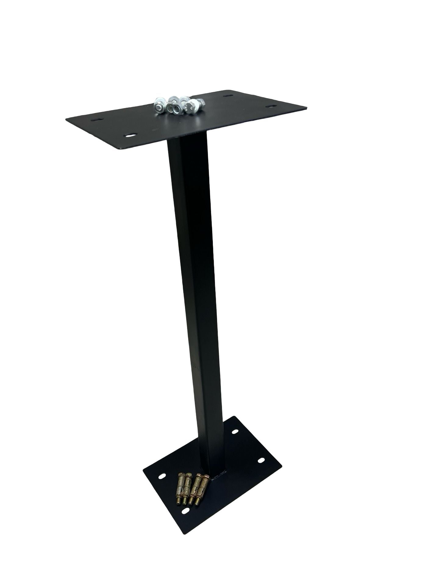 Post box stand in black powder coated metal 85cm