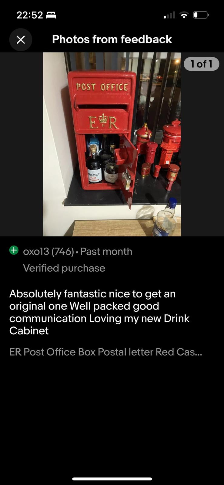 ER Vintage Post Box-1970s Reproduction Cast iron wall mounted Red