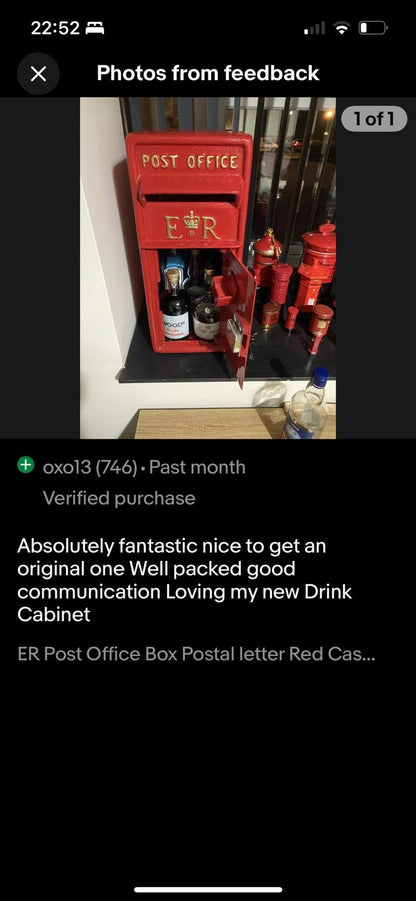 ER Vintage Post Box-1970s Reproduction Cast iron wall mounted Red