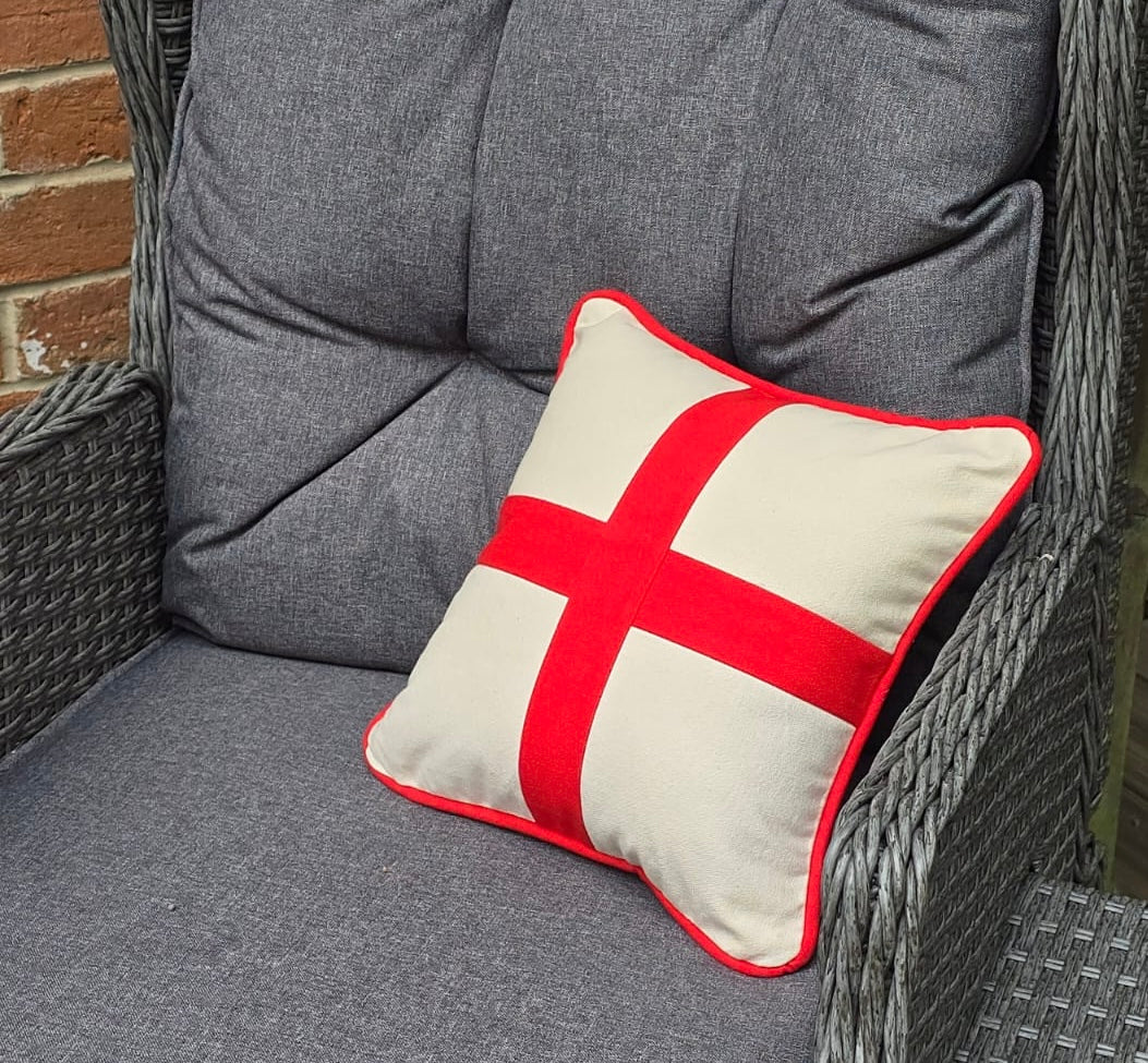 St George's Cross Cushion | Patchwork Cotton | Piped Edge | 30cm