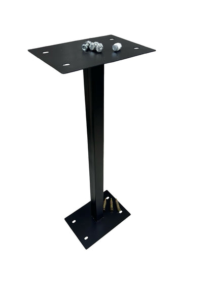 Post box stand in black powder coated metal 85cm