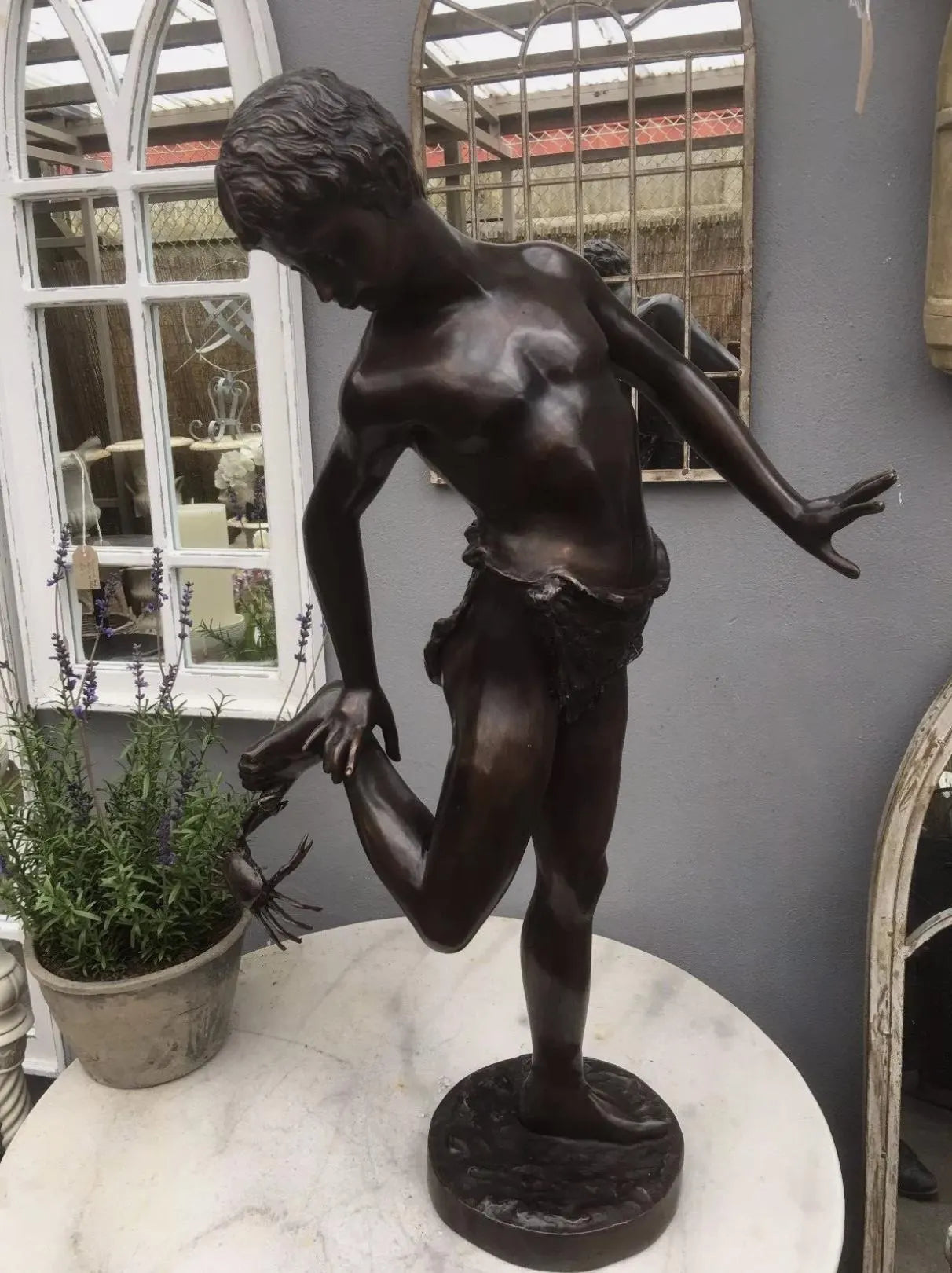 Bronze Boy and Crab Sculpture | Roman Copy | Lost Wax Cast | 86cm
