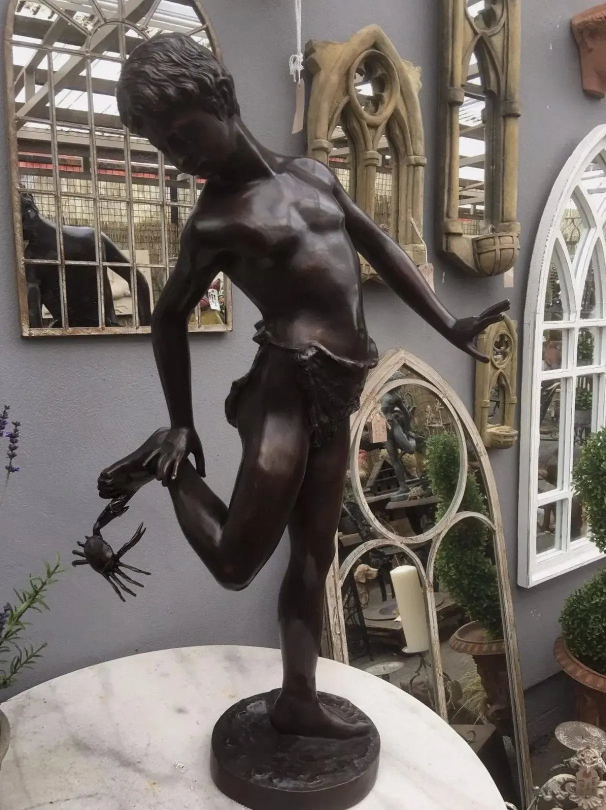 Bronze Boy and Crab Sculpture | Roman Copy | Lost Wax Cast | 86cm