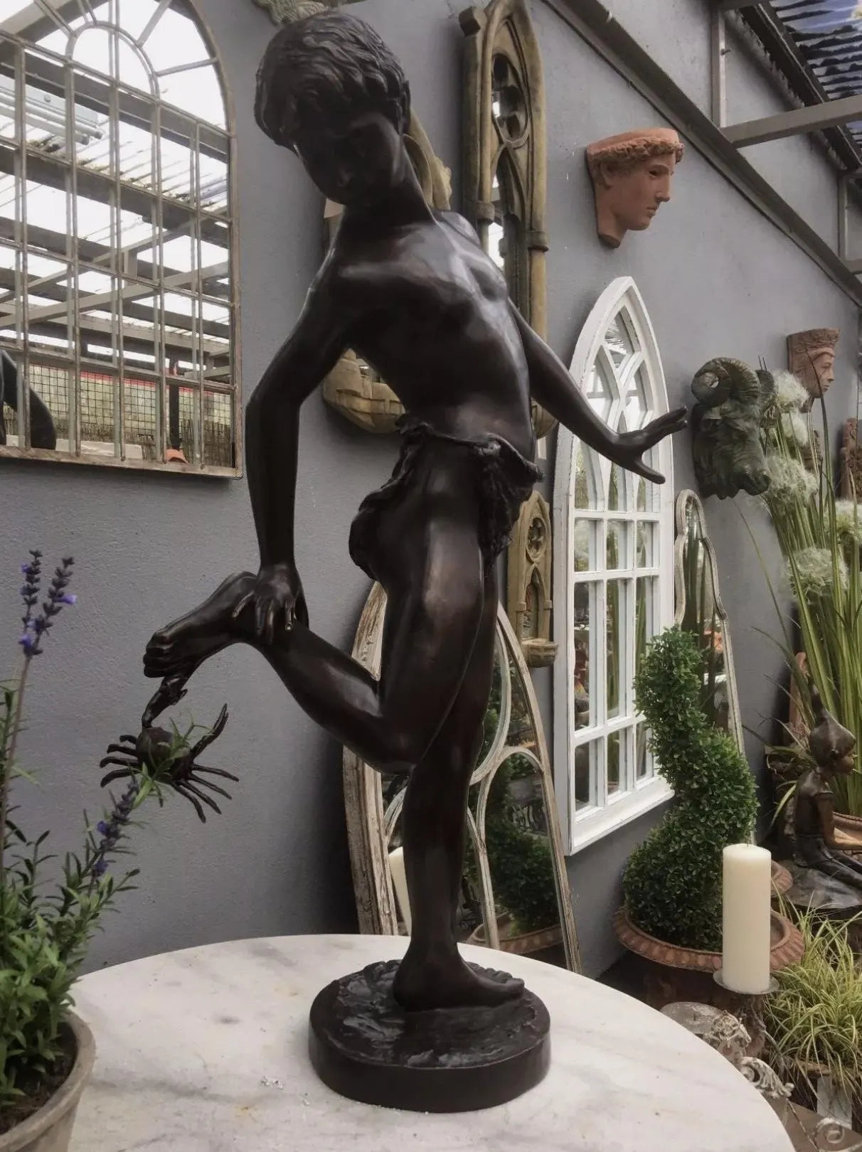 Bronze Boy and Crab Sculpture | Roman Copy | Lost Wax Cast | 86cm