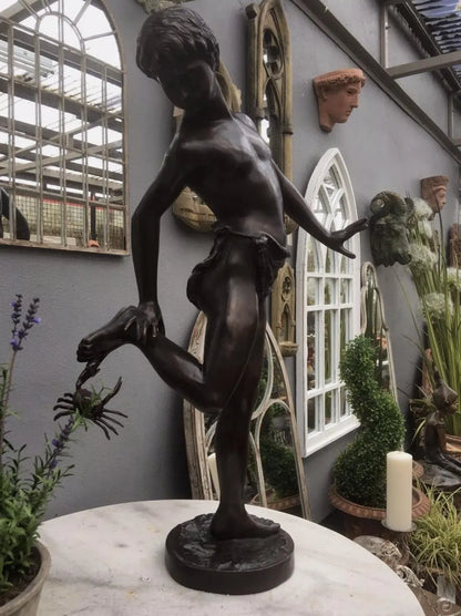 Bronze Boy and Crab Sculpture | Roman Copy | Lost Wax Cast | 86cm