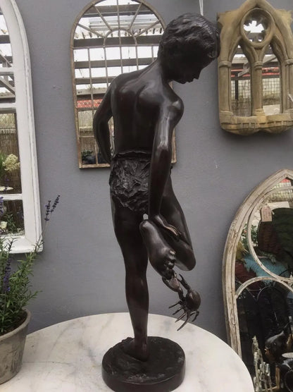 Bronze Boy and Crab Sculpture | Roman Copy | Lost Wax Cast | 86cm