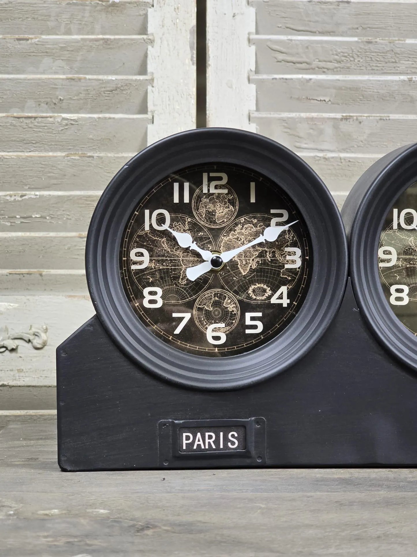 Four Time Zone Mantle Clock | Metal | Glass Faces | Desk & Mantelpiece
