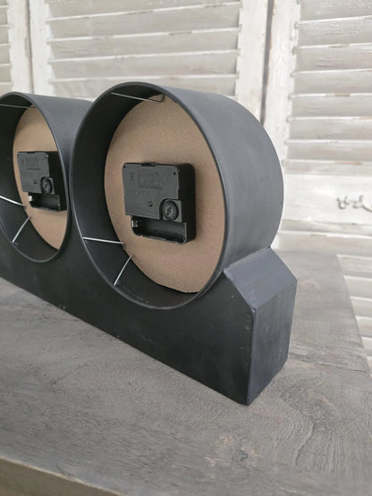 Four Time Zone Mantle Clock | Metal | Glass Faces | Desk & Mantelpiece