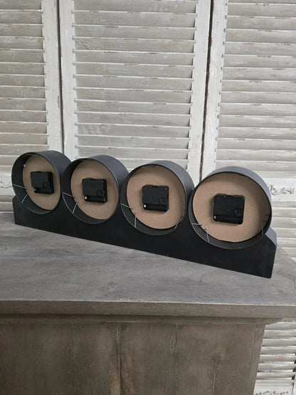 Four Time Zone Mantle Clock | Metal | Glass Faces | Desk & Mantelpiece