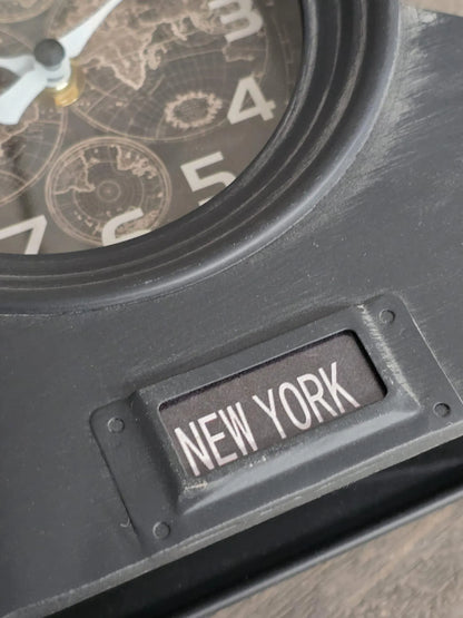 Four Time Zone Mantle Clock | Metal | Glass Faces | Desk & Mantelpiece