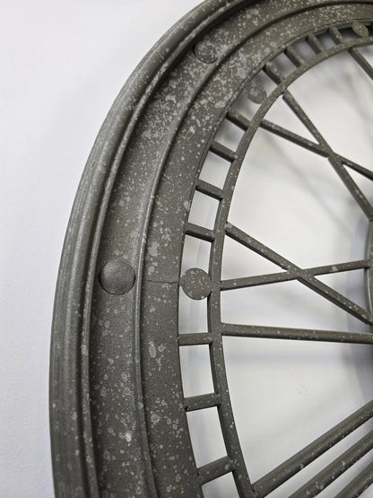 Grey Metal Wall Clock | Roman Numerals | 81cm | Indoor & Outdoor