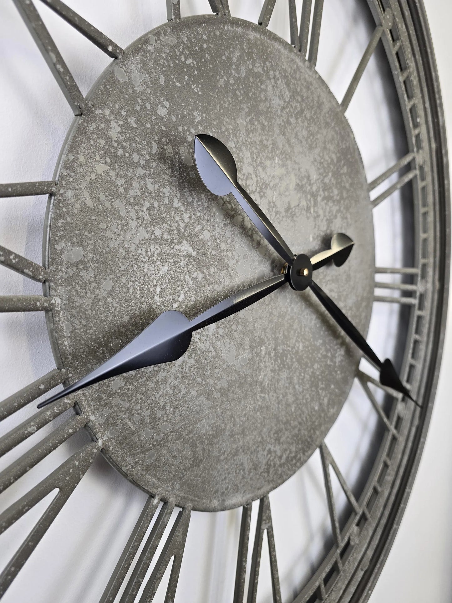 Grey Metal Wall Clock | Roman Numerals | 81cm | Indoor & Outdoor