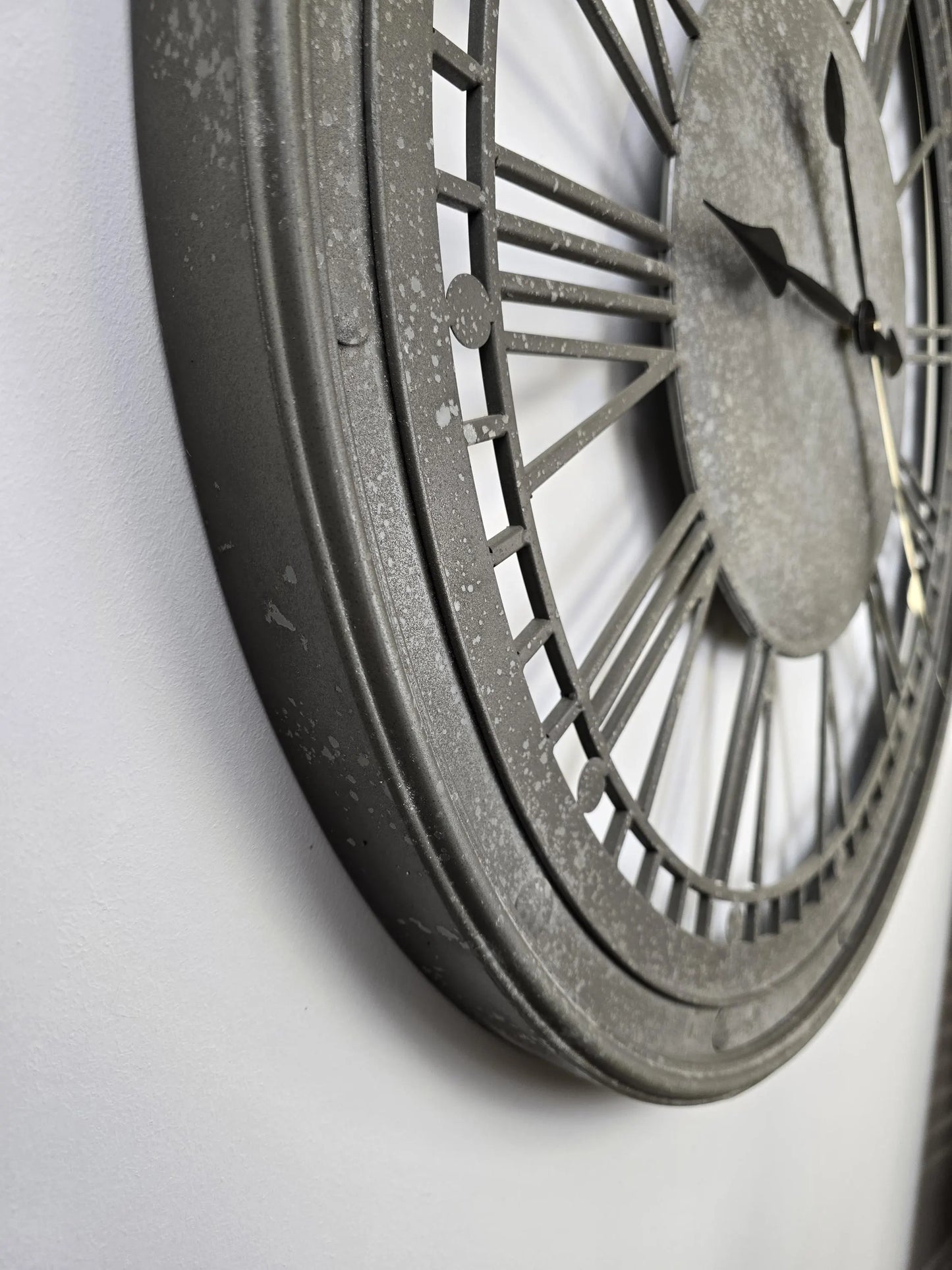 Grey Metal Wall Clock | Roman Numerals | 81cm | Indoor & Outdoor
