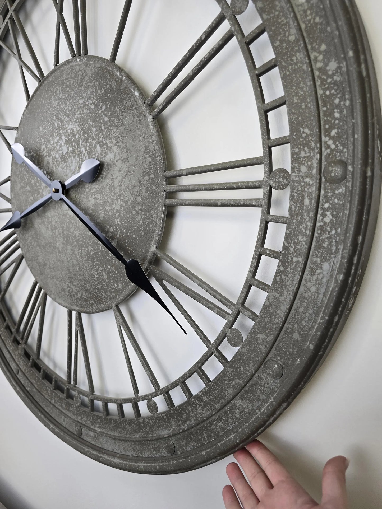 Grey Metal Wall Clock | Roman Numerals | 81cm | Indoor & Outdoor