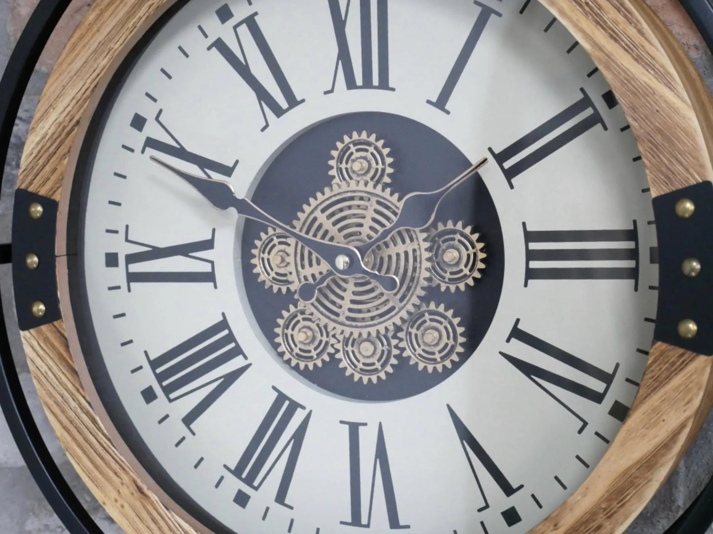 Small Wall Clock with White Face and Roman Numerals - 40cm Metal & Wood