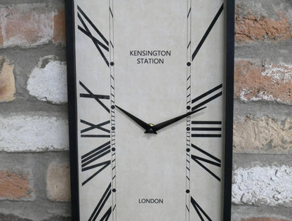 Rectangular Wall Clock | White Face | Roman Numerals | Visible Cogs