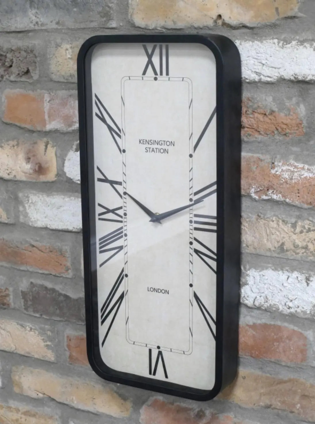 Rectangular Wall Clock | White Face | Roman Numerals | Visible Cogs