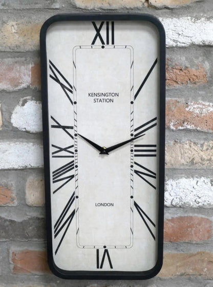 Rectangular Wall Clock | White Face | Roman Numerals | Visible Cogs