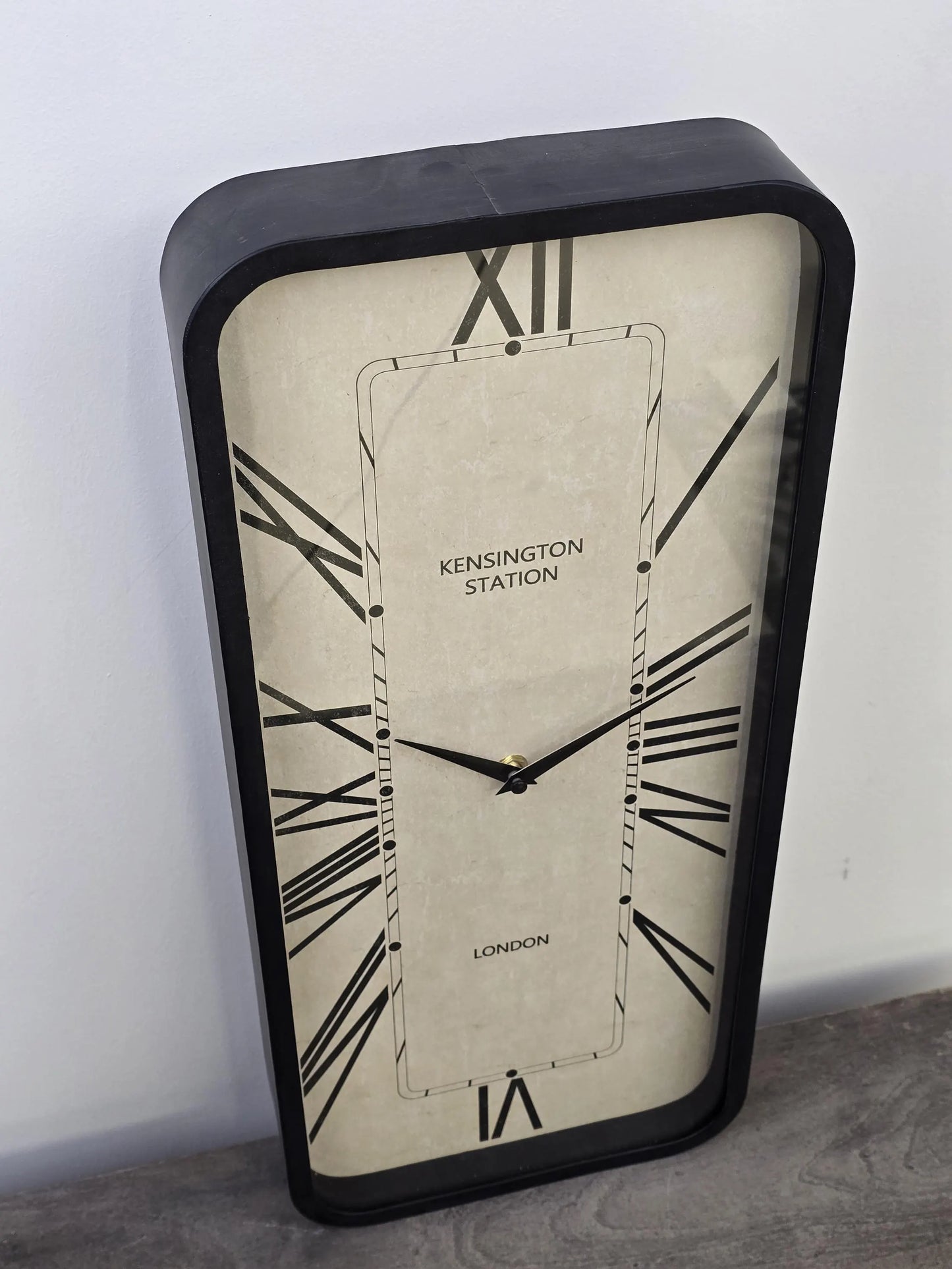Rectangular Wall Clock | White Face | Roman Numerals | Visible Cogs