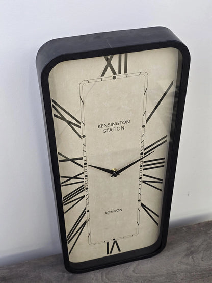 Rectangular Wall Clock | White Face | Roman Numerals | Visible Cogs