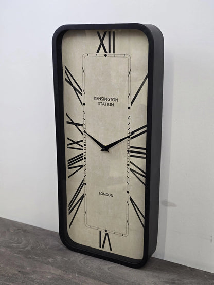 Rectangular Wall Clock | White Face | Roman Numerals | Visible Cogs