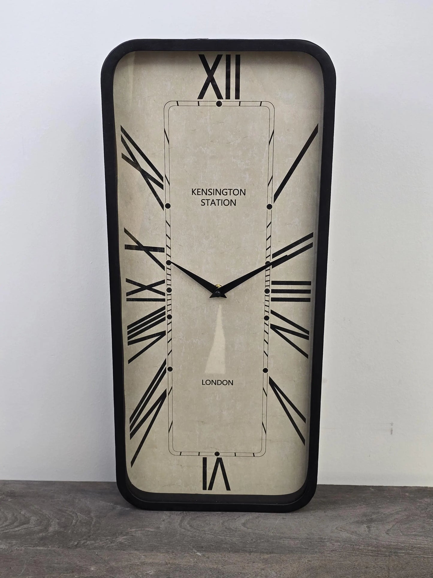 Rectangular Wall Clock | White Face | Roman Numerals | Visible Cogs