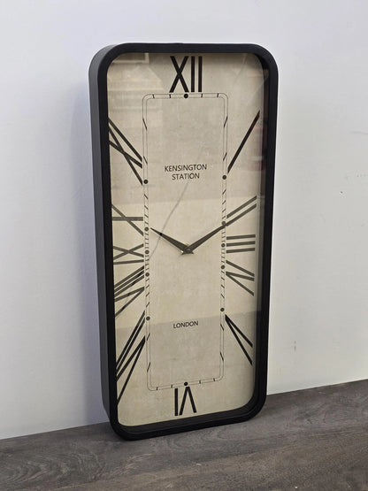 Rectangular Wall Clock | White Face | Roman Numerals | Visible Cogs