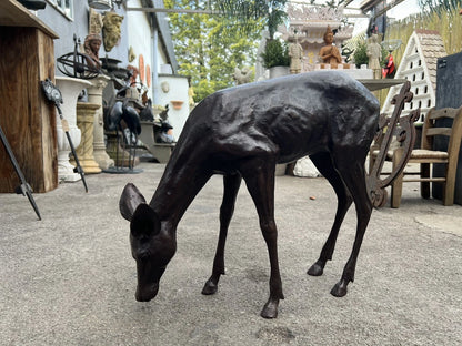 Bronze Grazing Fawn Sculpture | Lost Wax Cast | Garden & Interior