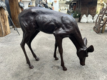 Bronze Grazing Fawn Sculpture | Lost Wax Cast | Garden & Interior
