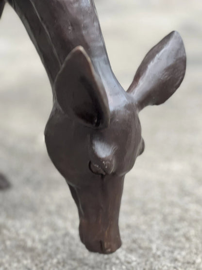 Bronze Grazing Fawn Sculpture | Lost Wax Cast | Garden & Interior