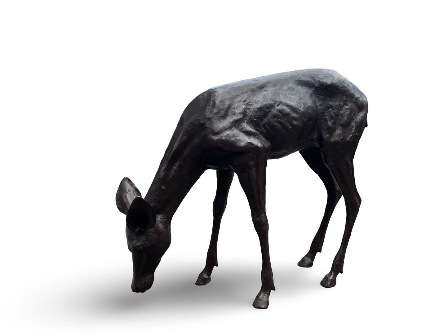 Bronze Grazing Fawn Sculpture | Lost Wax Cast | Garden & Interior