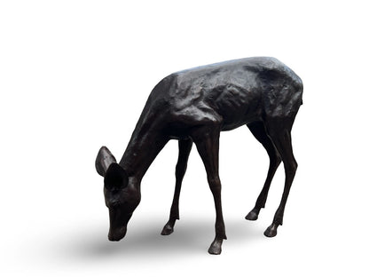 Bronze Grazing Fawn Sculpture | Lost Wax Cast | Garden & Interior