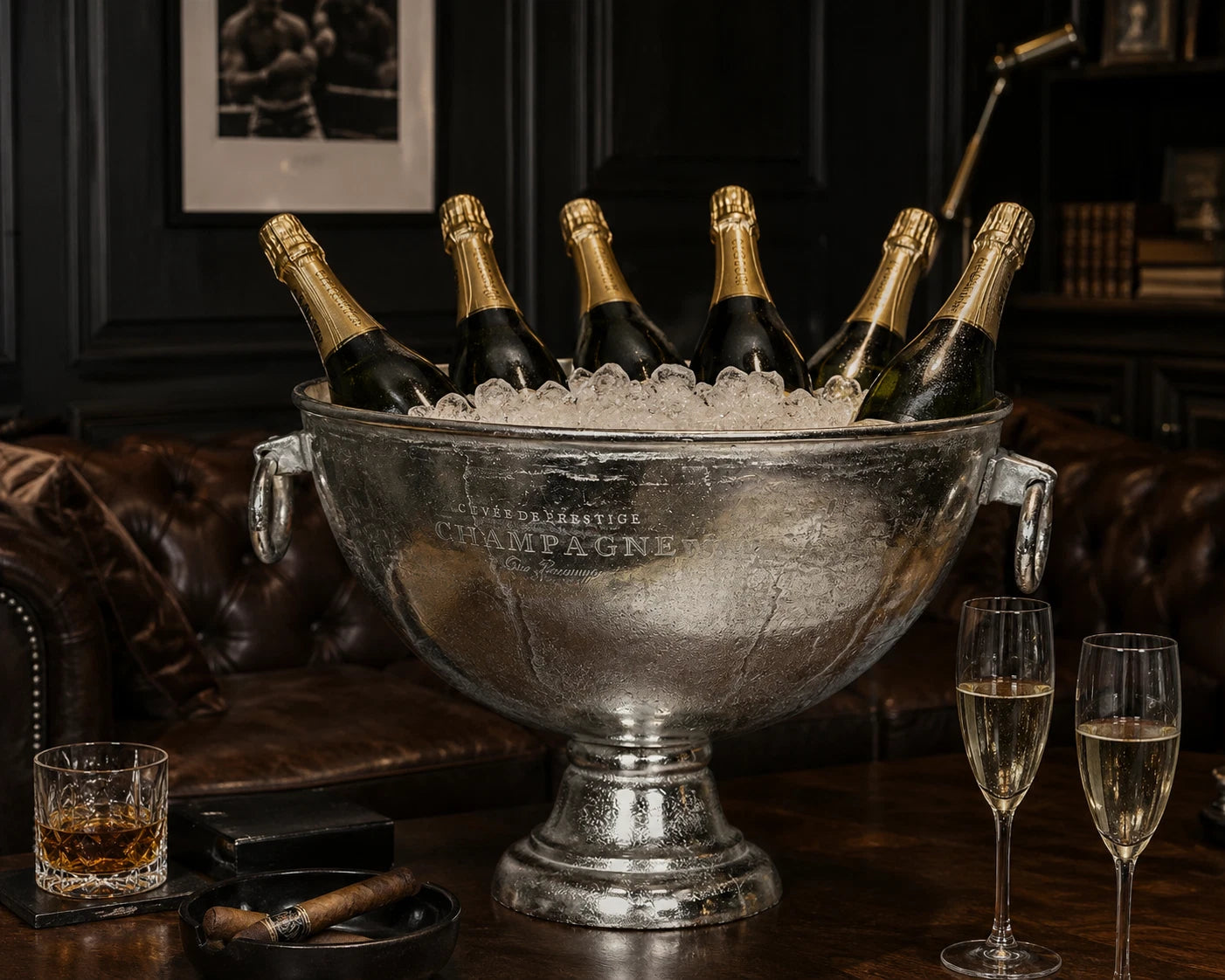 Large loop handle Wine & Champagne Cooler 10 bottles | Handcrafted Aluminium Wine Bath