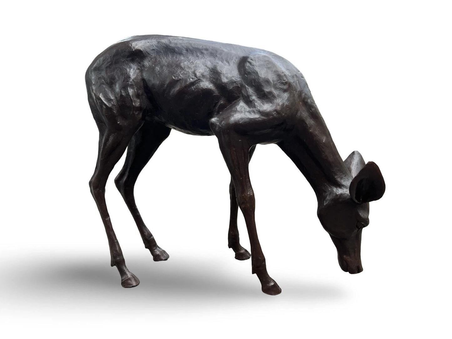 Bronze Grazing Fawn Sculpture | Lost Wax Cast | Garden & Interior