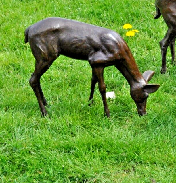 Bronze Grazing Fawn Sculpture | Lost Wax Cast | Garden & Interior