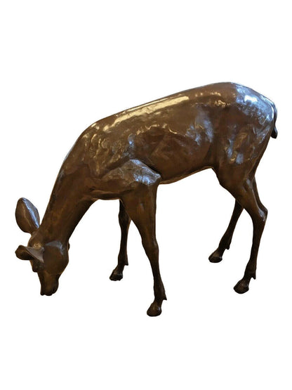 Bronze Grazing Fawn Sculpture | Lost Wax Cast | Garden & Interior
